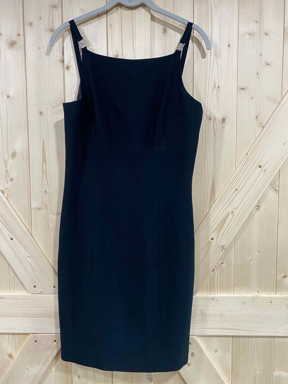 VTG Kenar Black Rhinestone Strap Midi Dress size 6